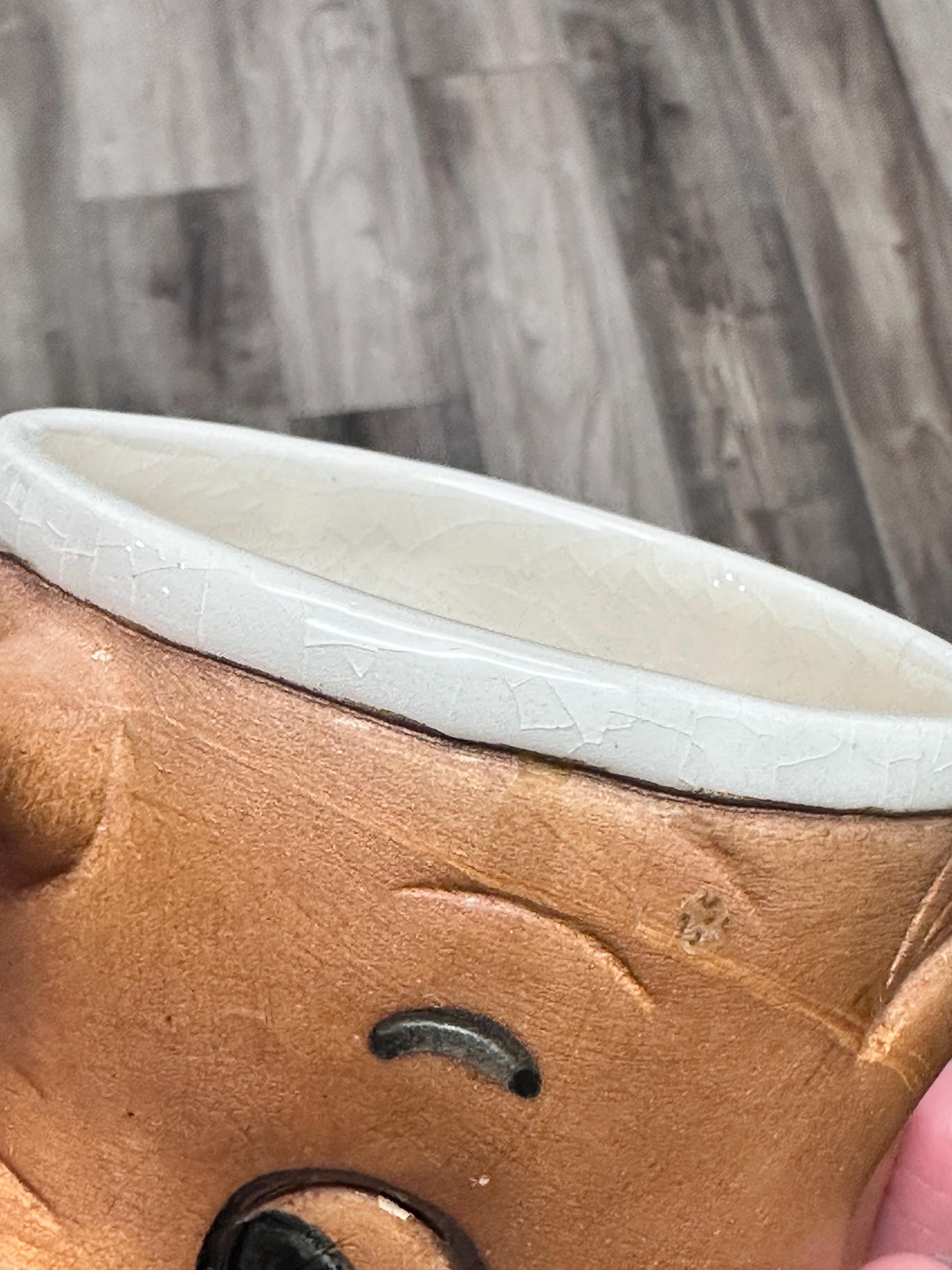3D Animal Mug Brown Handpainted Ceramic Coffee Cup 10oz