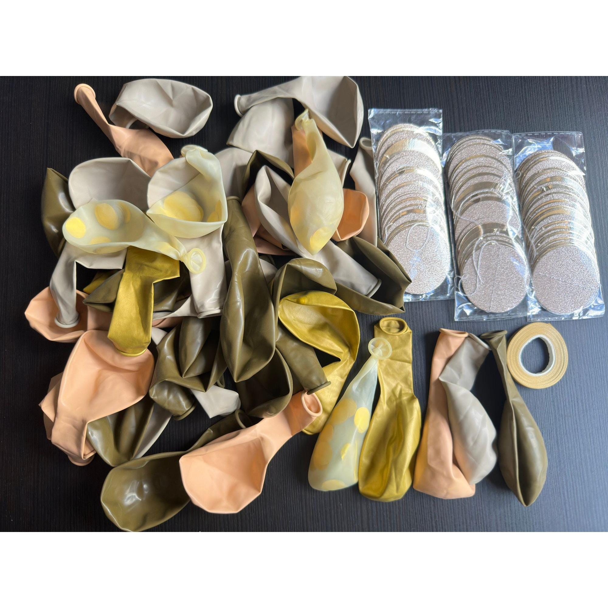 50-Piece Brown & Gold Confetti Balloon Set: Boho Party Decor